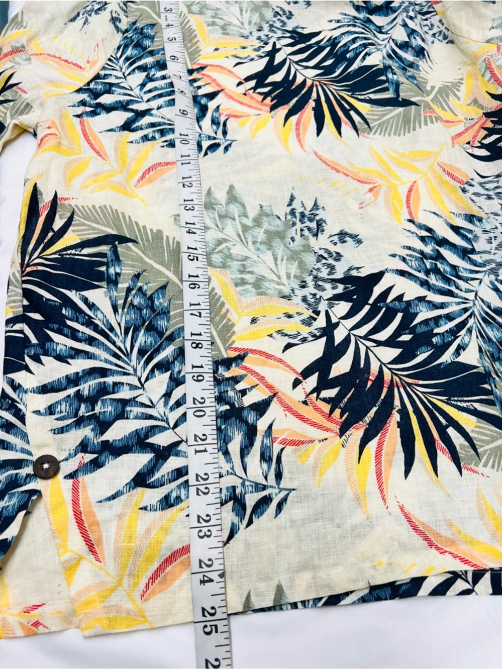 Chico's Cream Tropical Print 3/4 Sleeve Linen No Iron Women’s Tunic Blouse 1(M) - Picture 9 of 10